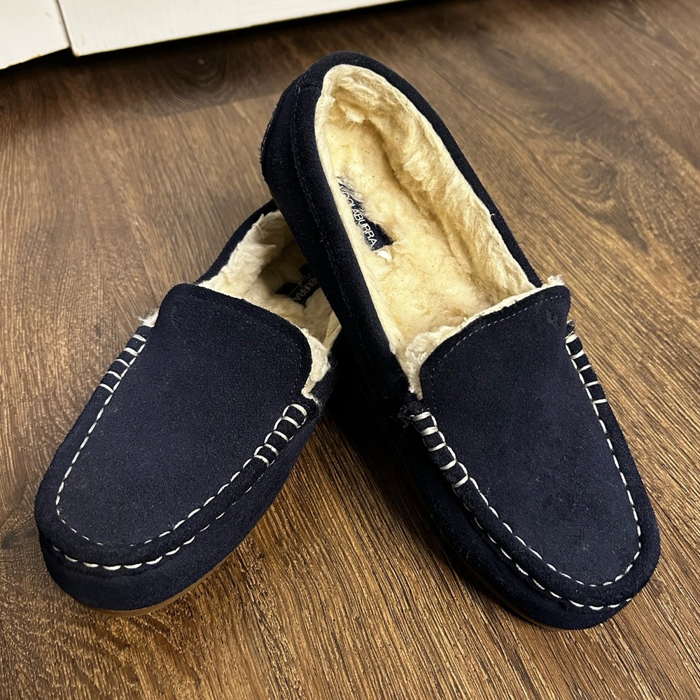 Koolaburra By Ugg Lezly Slippers Womens 7 Blue‎ Suede Shearling Lined Shoes